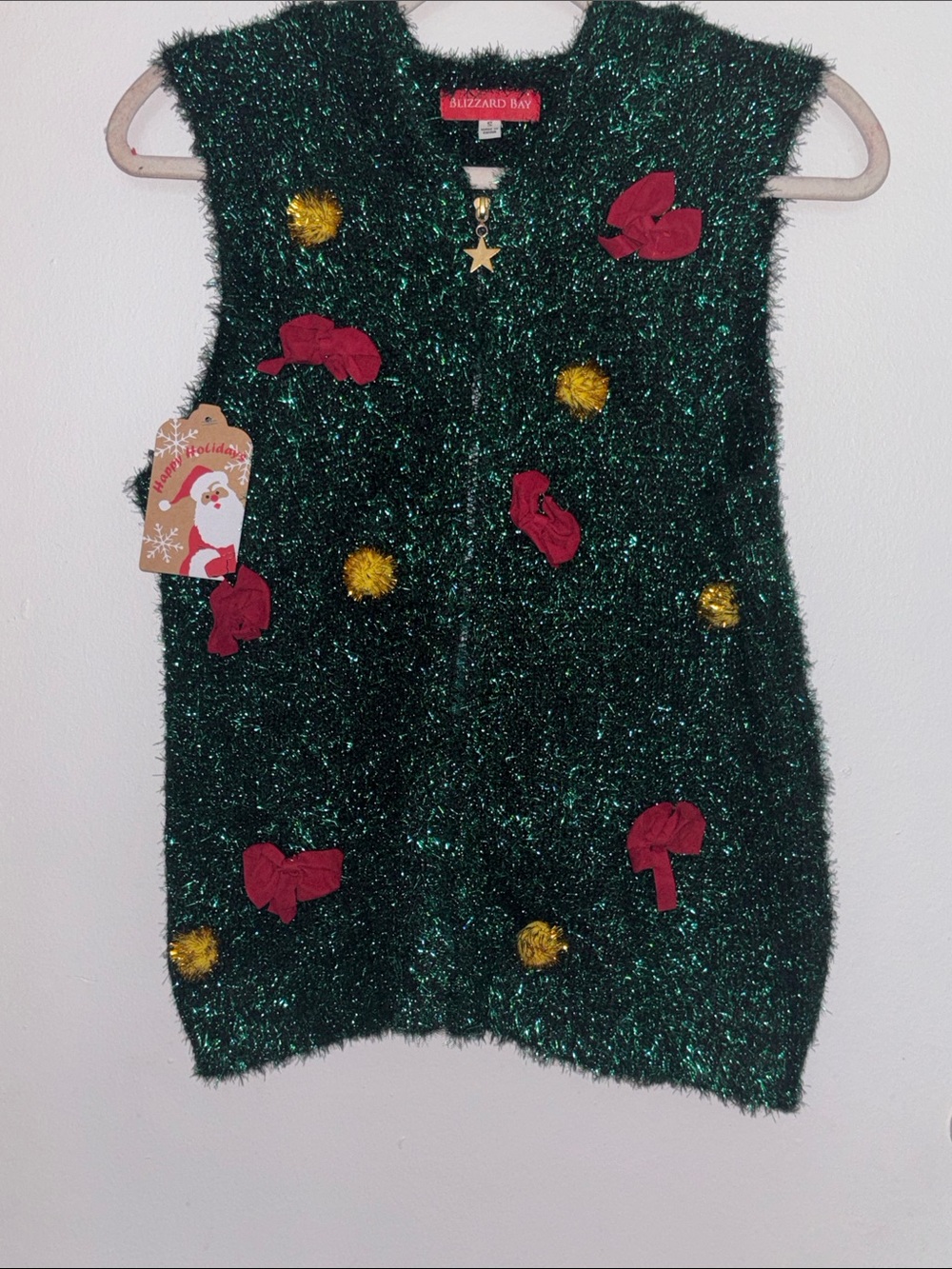 Blizzard Bay Green Holiday Tree Hoodie Vest